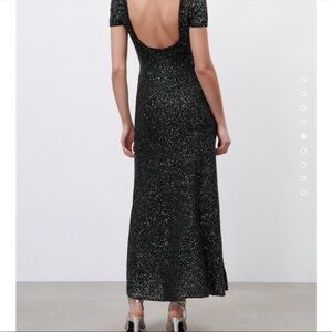 NWT! ZARA scoop back sequin knit maxi dress